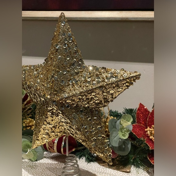 Pier 1 Gold Sequin Tree Topper - Picture 9 of 10
